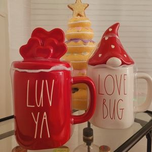 Rae Dunn Valentine's Day LUV YA LOVE BUG Topper Mugs